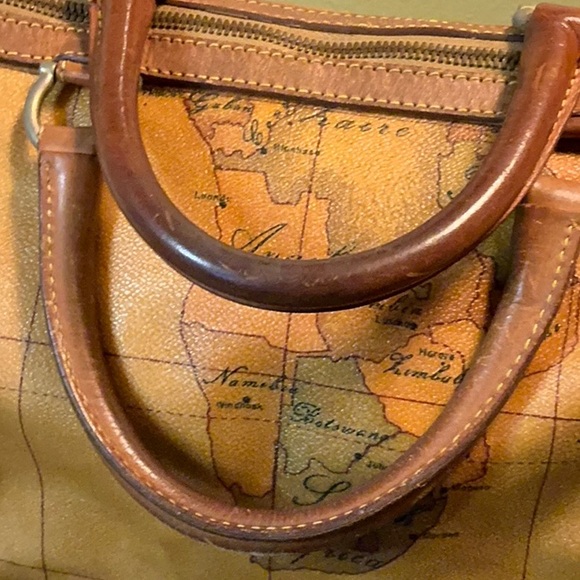 Brown Leather Map Print Men's Bag - Picture 8 of 11